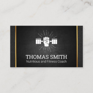 Gold Metal Trim   Personal Trainer   Hand Weight Business Card
