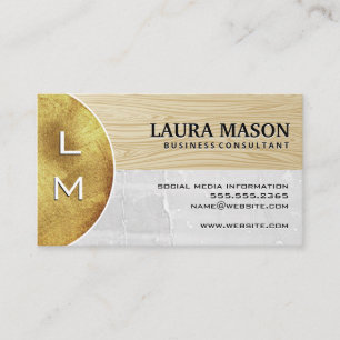 Gold Metal   Wood   Marble Business Card