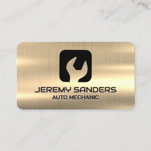 Gold Metal Wrench Logo Business Card