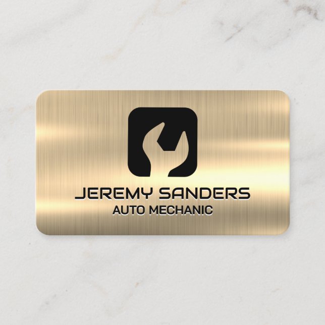 Gold Metal | Wrench Logo Business Card (Front)