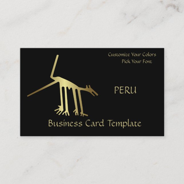 Gold Metallic Ancient Logo Peru Lines Business Card (Front)