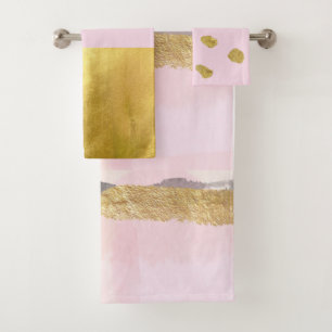 Gold metallic and pink art deco Bath set