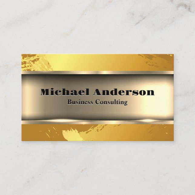 Gold Metallic | Artistic Brushed Business Card (Front)
