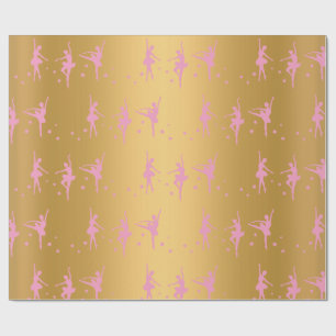GOLD METALLIC BALLERINA  BIRTHDAY WEDDING WRAP WRAPPING PAPER