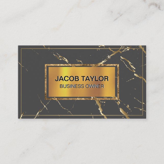 Gold Metallic Banner | Gold Marble Texture Business Card (Front)