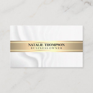 Gold Metallic Bar White Silk Drapery Business Card
