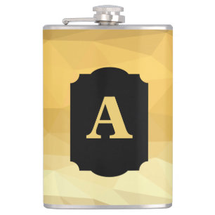 Gold metallic black luxury personalised monogram  hip flask