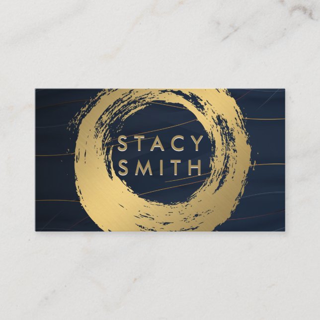 Gold Metallic Brushed | Abstract Background Business Card (Front)
