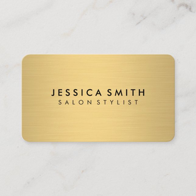 Gold Metallic Brushed Background Business Card (Front)