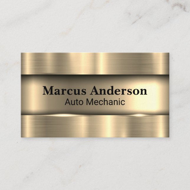 Gold Metallic Brushed Background Business Card (Front)