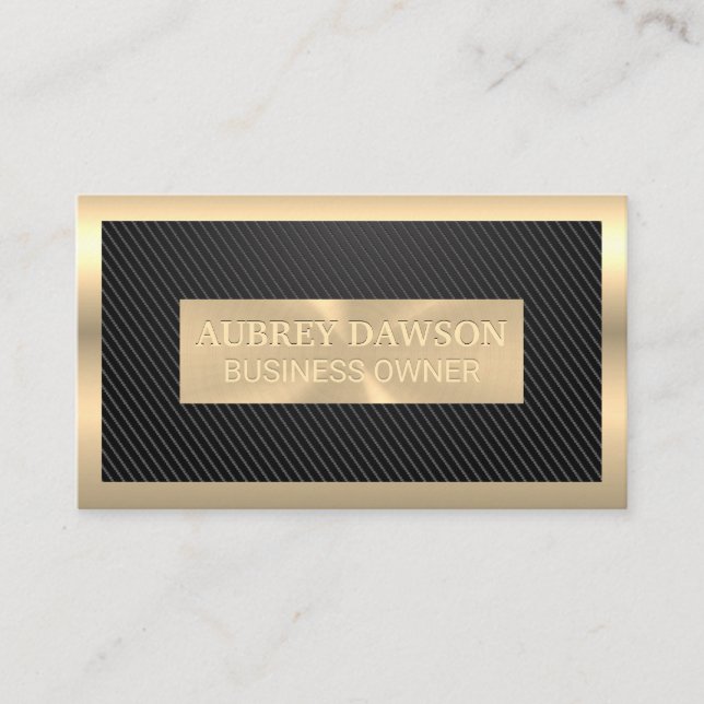 Gold Metallic | Carbon Fibre Pattern Business Card (Front)