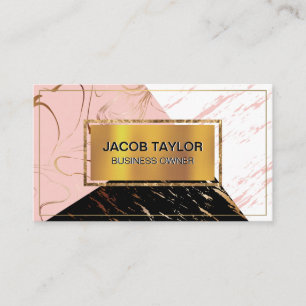 Gold Metallic Colour Block Marble Business Card