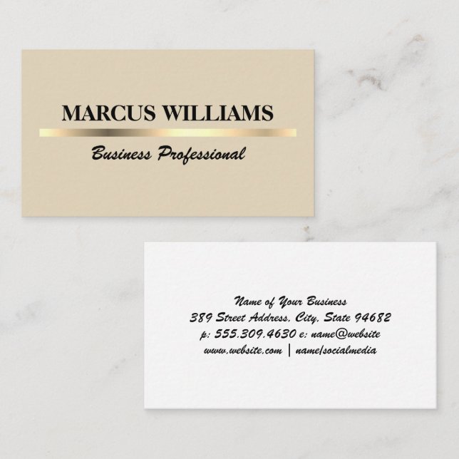 Gold Metallic Divider | Simple Modern Business Card (Front/Back)