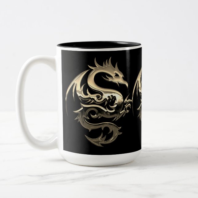 Gold Metallic Dragon Two-Tone Coffee Mug (Left)
