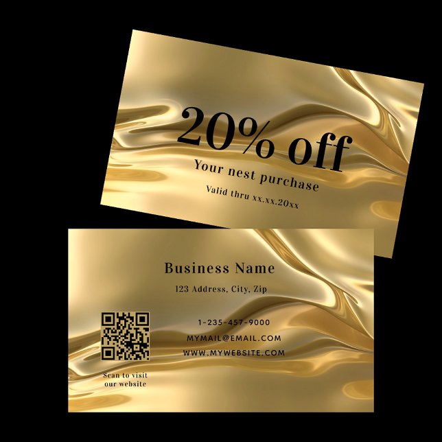Gold metallic elegant qr code discount card (Creator Uploaded)