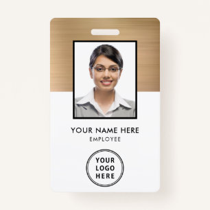 Gold Metallic Employee Photo ID Logo Badge ID Badge