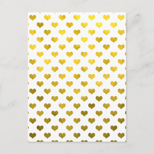 Gold Metallic Faux Foil Hearts Polk Dot Heart Postcard (Front)