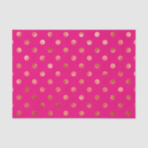 Gold Metallic Faux Foil Polka Dot Pink Background