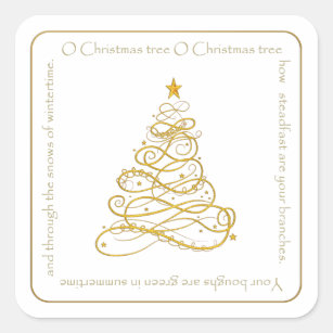 gold metallic filigree o christmas tree lyrics square sticker - Oh Christmas Tree How Lovely Are Your Branches Lyrics gold metallic filigree o christmas tree lyrics square sticker - Oh Christmas Tree How Lovely Are Your Branches Lyrics