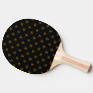 Gold Metallic Foil Bees on Black Ping Pong Paddle