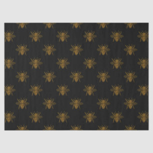 Gold Metallic Foil Bees on Black Tissue Paper