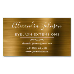 Gold Metallic Foil Eyelash Extensions Beauty Magnetic Business Card