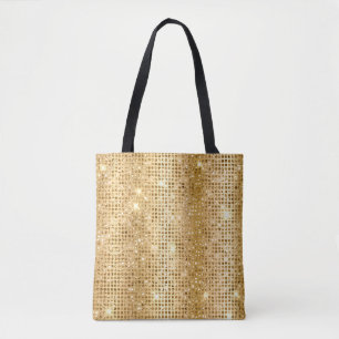 Gold Metallic Foil & Faux Glitter Glam Dots Tote Bag