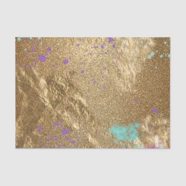 Gold Metallic Foil Glitter Artistic Modern Glam Tissue Paper (Front)