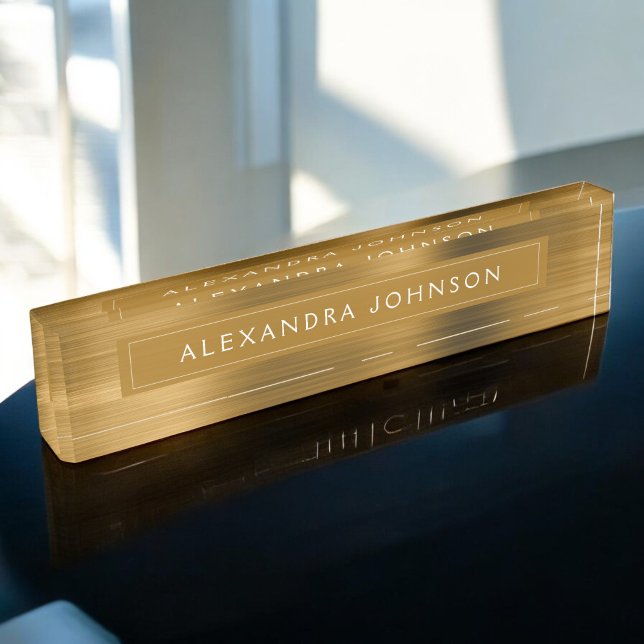 Gold Metallic Foil Modern Elegant Business Nameplate (Creator Uploaded)