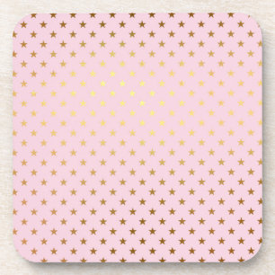 Gold Metallic Foil Star Stars Pink Rose Modern Coaster