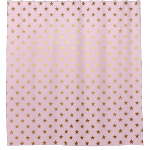Gold Metallic Foil Star Stars Pink Rose Modern Shower Curtain