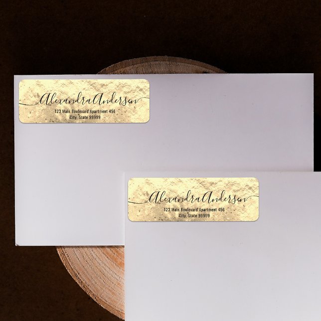 Gold Metallic Foil Stylish Chic Calligraphy Label (Creator Uploaded)