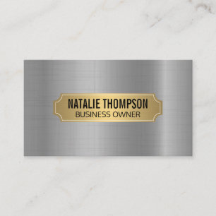 Gold Metallic Frame Silver Metal Brushed Business Card