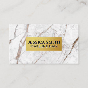 Gold Metallic Frame White Marble Business Card