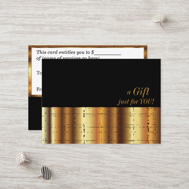 Gold Metallic Gift Certificate (Front/Back In Situ)
