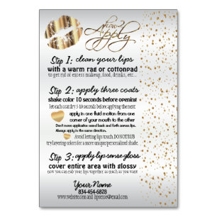 Gold Metallic & Gold Confetti Lip Instructions 2 Table Number