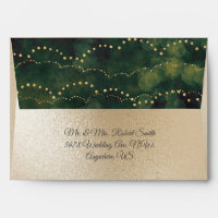Gold Metallic Green Fairy Light Elegant Wedding