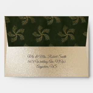 Gold Metallic Green Fairy Lights Christmas Envelope