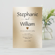 Gold Metallic Heart Modern Elegant Wedding