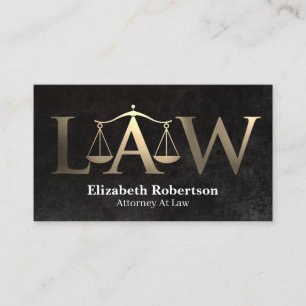Gold Metallic Law Justice Scales Business Card