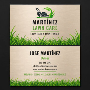 Gold Metallic Lawn Care & Landscaping Service Business Card
