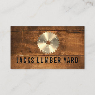 Gold Metallic Lumber Saw Wood Panel Business Card
