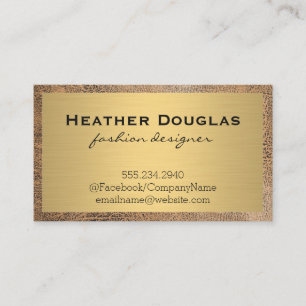 Gold Metallic Lux Leather Border Business Card