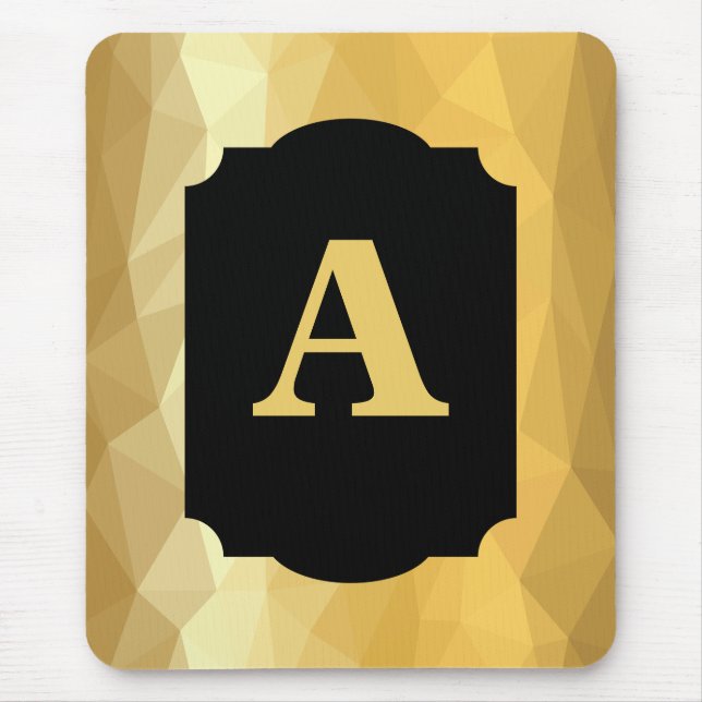 Gold metallic luxury black personal monogram mouse pad (Front)