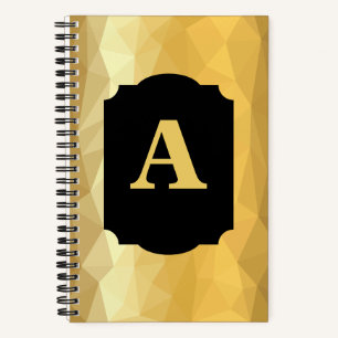 Gold metallic luxury black personal monogram  notebook