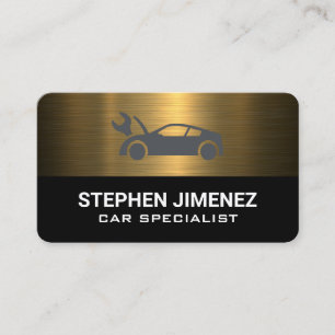 Gold Metallic Mechanic Auto Repair Business Card