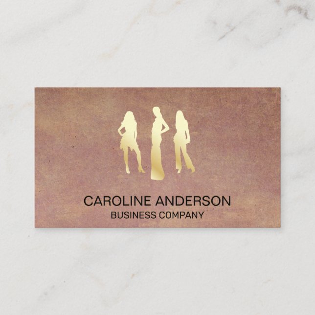 Gold Metallic Model Icons Business Card (Front)