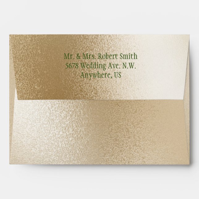Gold Metallic Modern Elegant Green Stylish Wedding Envelope (Back (Top Flap))