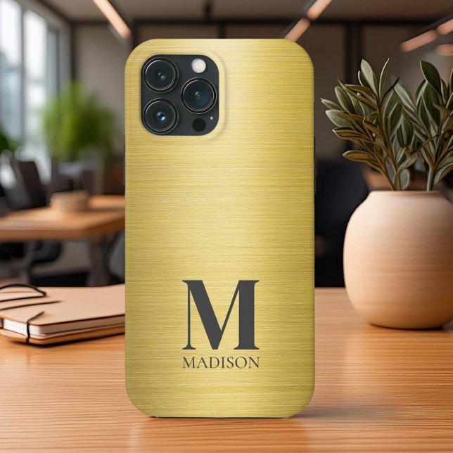 Gold Metallic Monogrammed Case-Mate iPhone Case (Creator Uploaded)