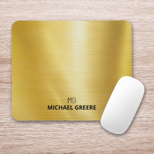 Gold Metallic Monogrammed Mouse Pad